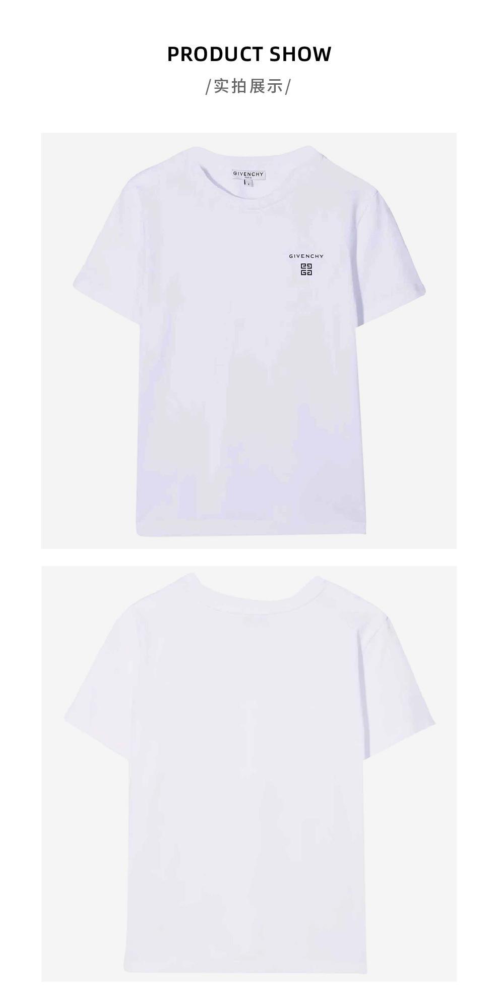 商品Givenchy|大童款 白色棉质logo标志圆领T恤【香港仓极速发货】,价格¥1151,第6张图片详细描述