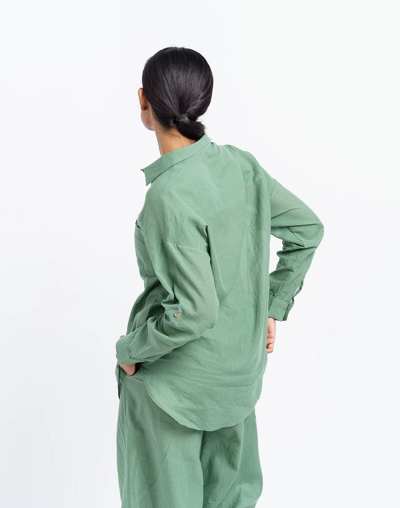 商品Madewell|World of Crow Aqua Green Cotton Shirt,价格¥1509,第5张图片详细描述