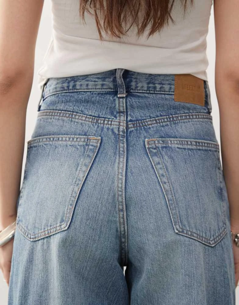 商品Weekday|Weekday Unisex Astro baggy wide leg jeans in blue,价格¥206,第4张图片详细描述