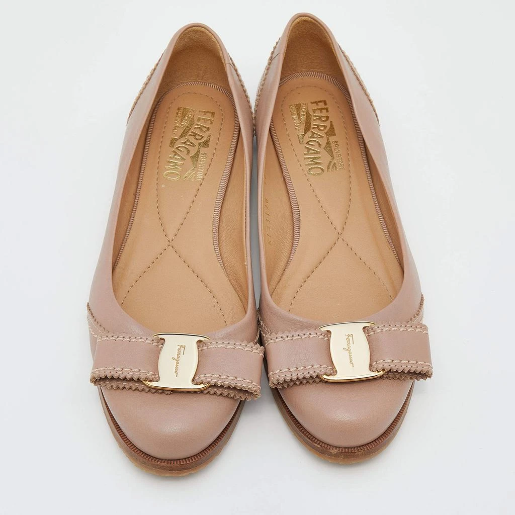 商品[二手商品] Salvatore Ferragamo|Salvatore Ferragamo French Pink Leather Vara Bow Ballet Flats Size 36,价格¥1091,第3张图片详细描述