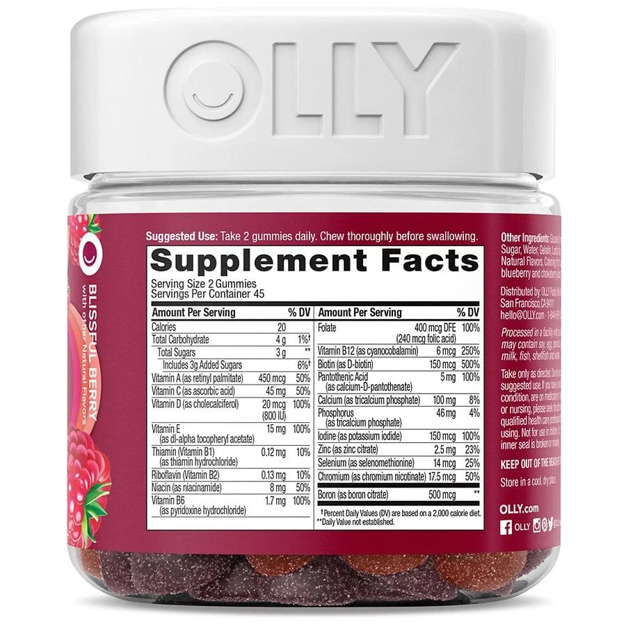 商品OLLY|Olly 女士综合维生素 莓果口味 90粒,价格¥119,第4张图片详细描述