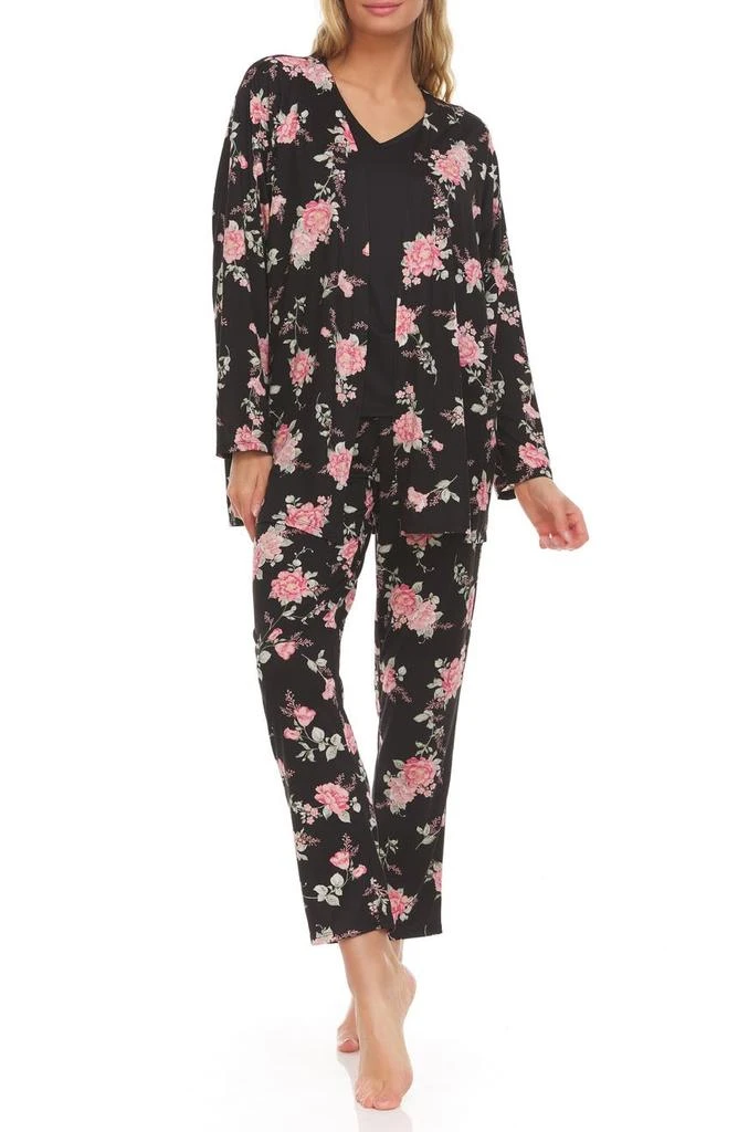 商品Flora Nikrooz|Gilda Floral Travel Pajama 3-Piece Set,价格¥169,第1张图片