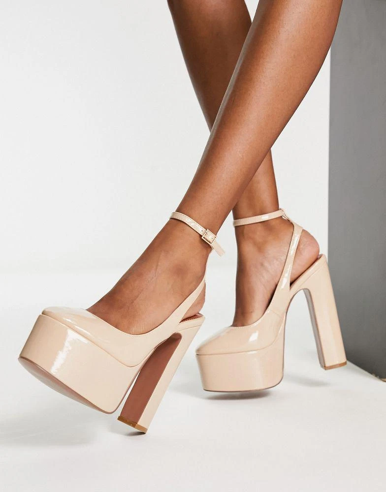 商品ASOS|ASOS DESIGN Pronto platform high heeled shoes in beige,价格¥191,第1张图片