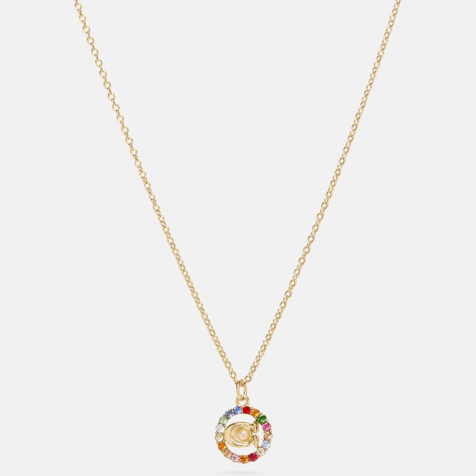 Coach Women's C Multi Crystal Necklace - Gold/Multicolour商品第1张图片规格展示