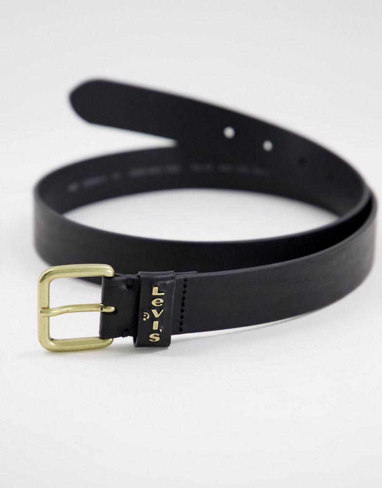 Levi's leather logo belt loop belt in black商品第4张图片规格展示