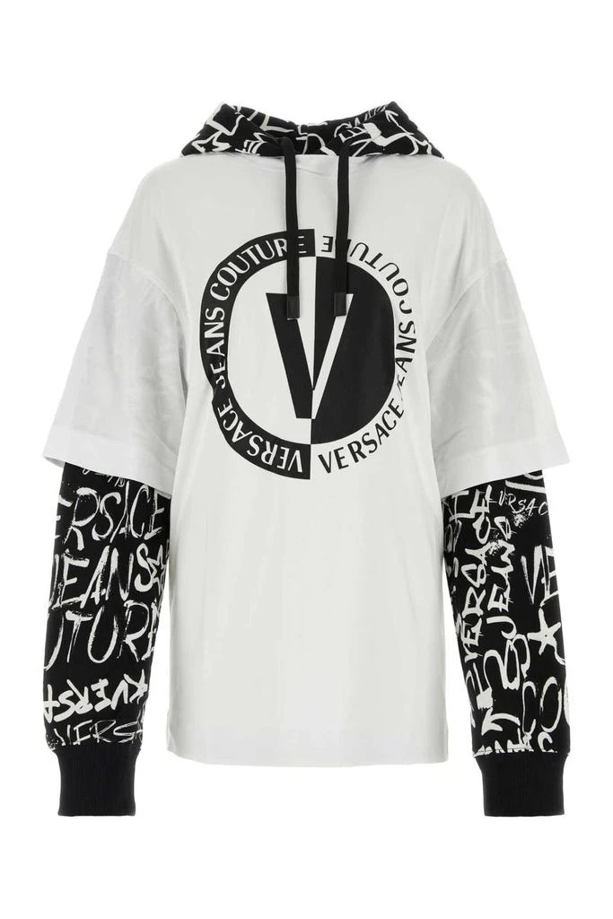 商品Versace|Versace Jeans Couture Logo Print Panelled Hoodie,价格¥1738,第1张图片