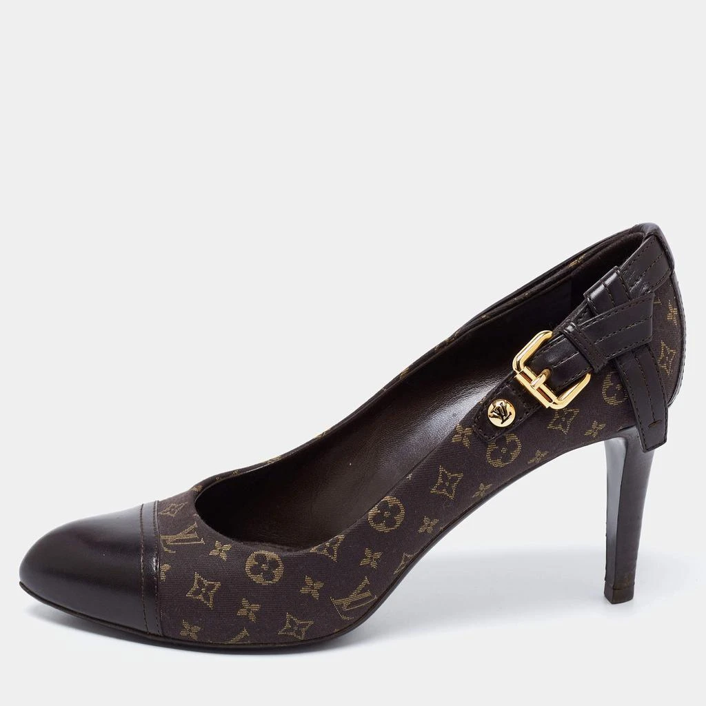 商品[二手商品] Louis Vuitton|Louis Vuitton Brown Monogram Canvas and Leather Idylle Cap Toe Pumps Size 36.5,价格¥2839,第1张图片