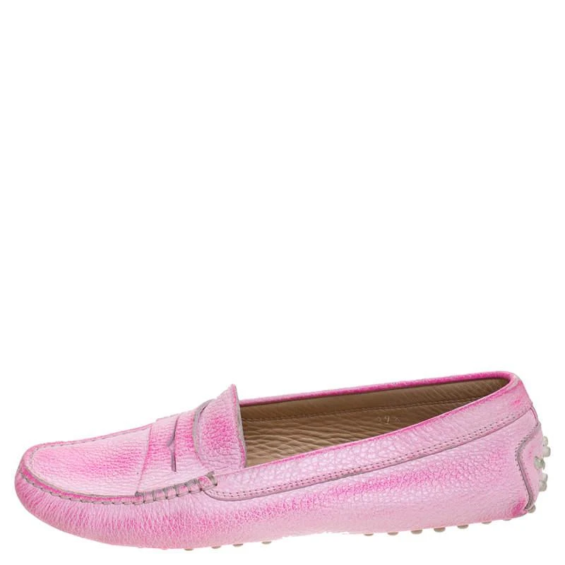 商品[二手商品] Tod's|Tod's Pink Leather Penny Slip On Loafers Size 37.5,价格¥1511,第2张图片详细描述