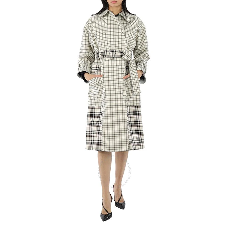 商品Proenza Schouler|Proenza Schouler Ladies Windowpane Plaid Belted Trench Coat, Brand Size 4,价格¥1977,第1张图片