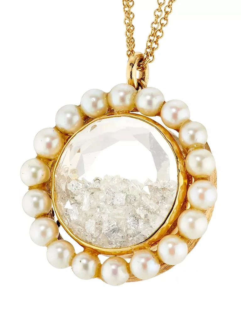 商品Renee Lewis|Shake© 18K Yellow Gold, 2.7 TCW Diamond &amp; Natural Pearl Pendant Necklace,价格¥73315,第3张图片详细描述