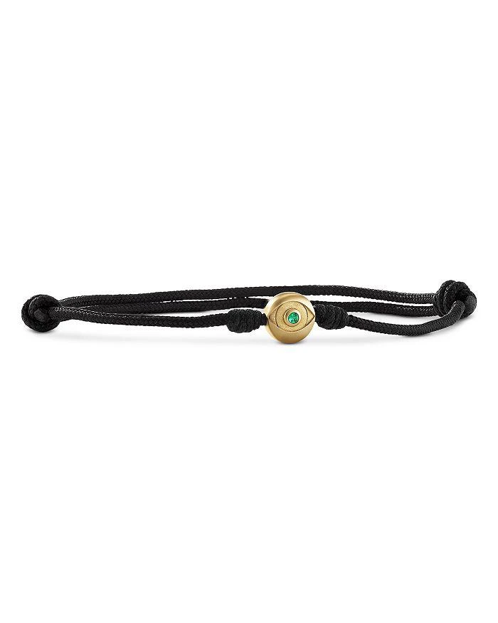 商品David Yurman|Men's 18K Yellow Gold Spiritual Beads Emerald Evil Eye Black Cord Slider Bracelet,价格¥4111,第1张图片
