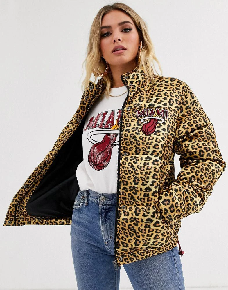 商品NBA|NBA Miami Heat logo leopard print padded jacket 女款外套,价格¥310,第1张图片