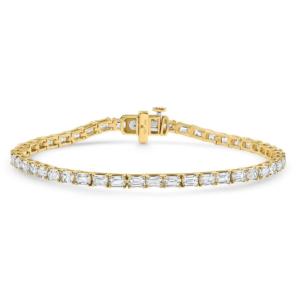 商品Pompeii3|E/VS 7Ct Emerald Cut Diamond Tennis Bracelet 7" 14k Yellow Gold,价格¥33032,第2张图片详细描述