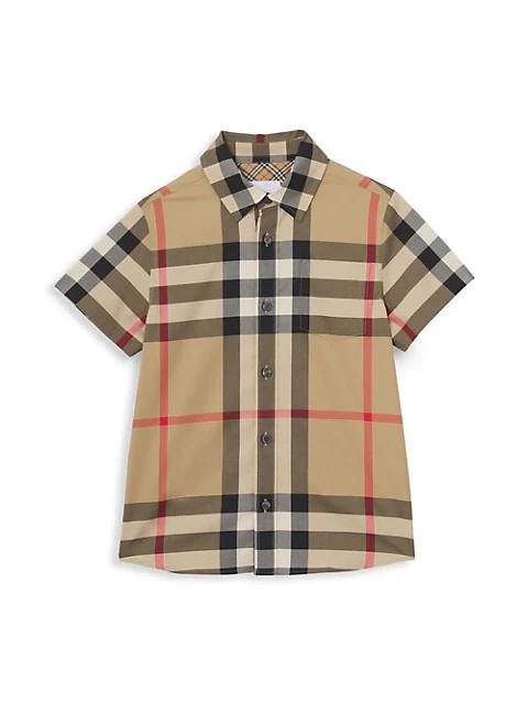 Little Boy's & Boy's Owen Oversized Vintage-Check Short-Sleeve Shirt商品第1张图片规格展示