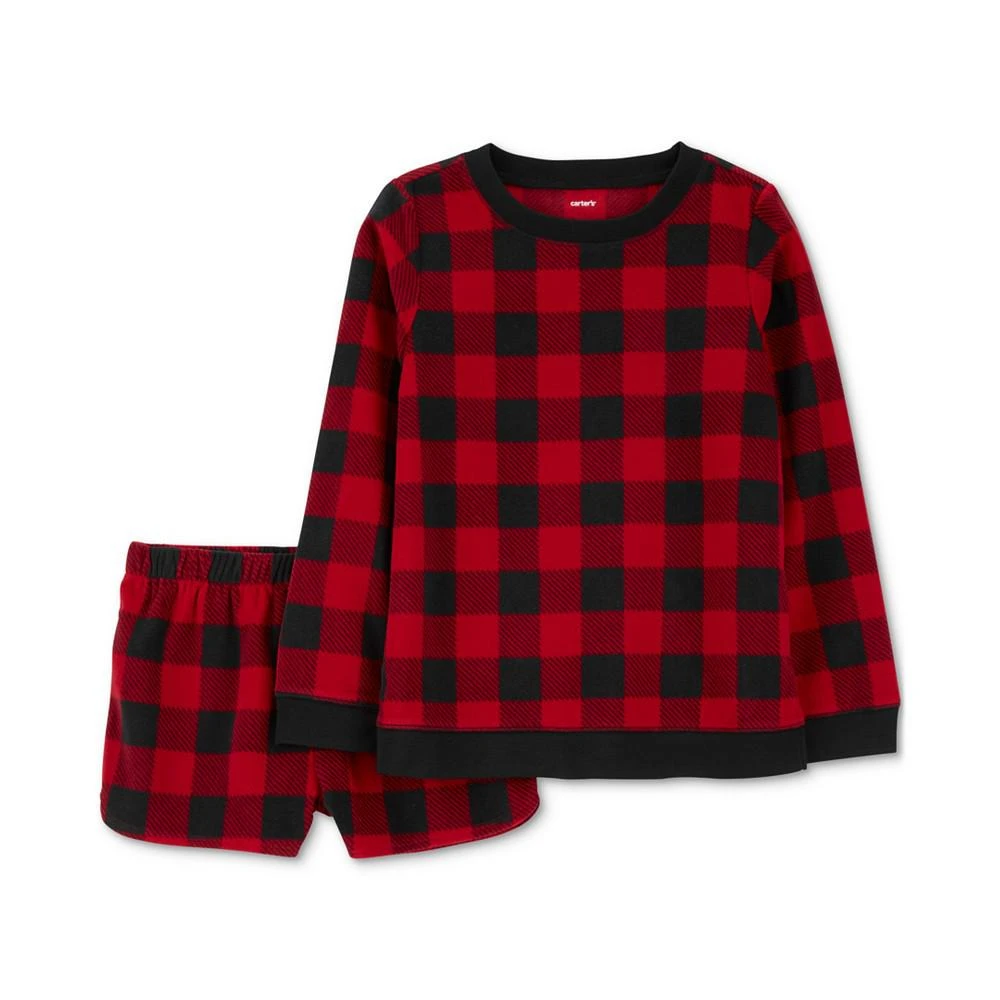 商品Carter's|Big Girls Buffalo-Check Fleece Pajamas, 2 Piece Set,价格¥118,第1张图片