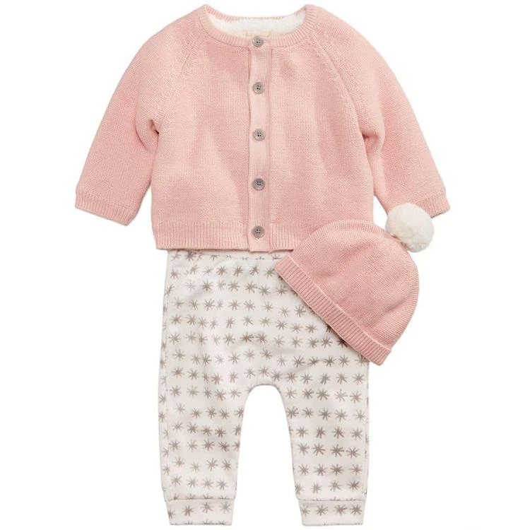 商品First Impressions|3-Pc. Hat, Cardigan & Star-Print Pants Set, Baby Girls, Created for Macy's,价格¥110,第1张图片