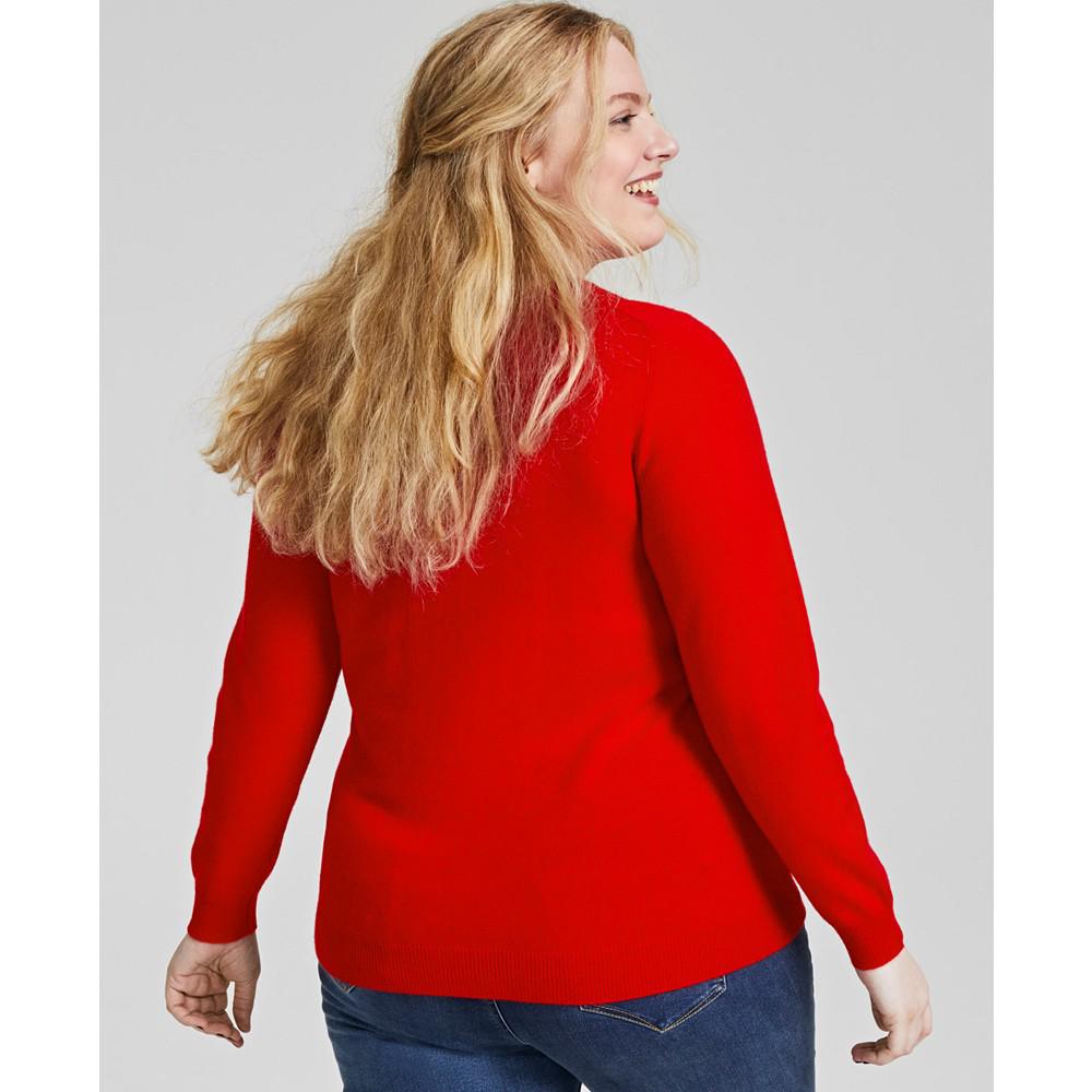 Plus Size Cashmere Wool Blend Crewneck Sweater, Created for Macy's商品第2张图片规格展示