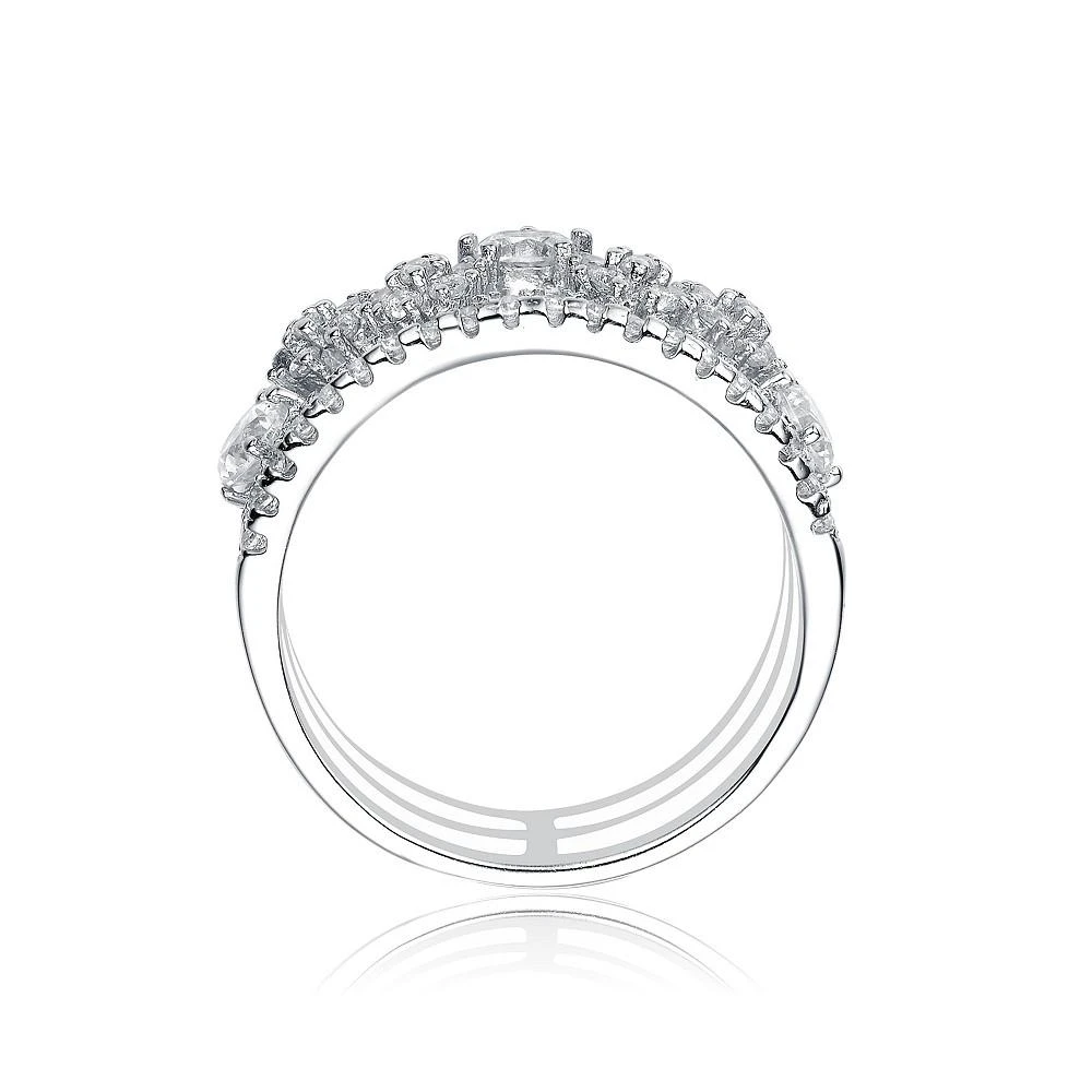 商品Genevive|Sterling Silver White Gold Plated Cubic Zirconia Open Band Ring,价格¥670,第3张图片详细描述