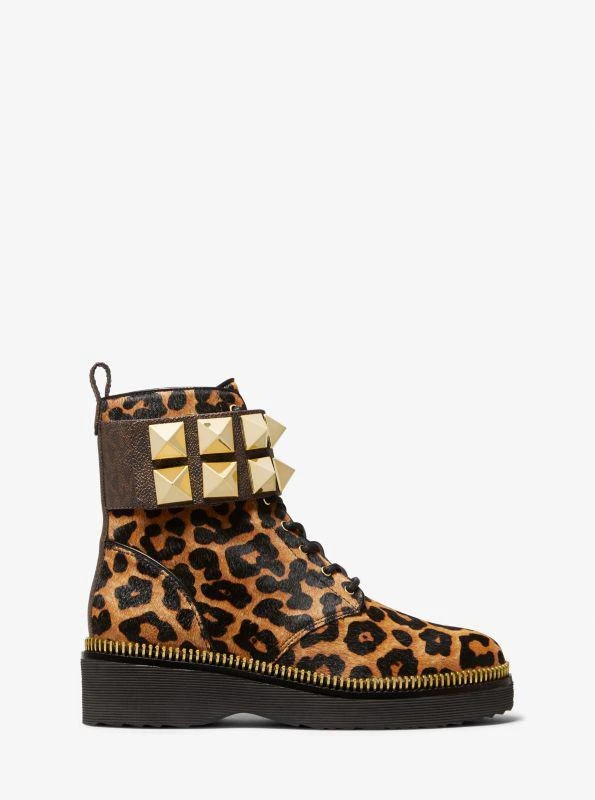 商品Michael Kors|Haskell Studded Printed Calf Hair Combat Boot,价格¥890,第2张图片详细描述