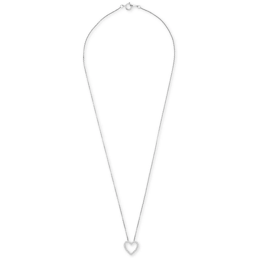 商品Macy's|Diamond Heart 18" Pendant Necklace (1/10 ct. t.w.) in Sterling Silver,价格¥248,第3张图片详细描述