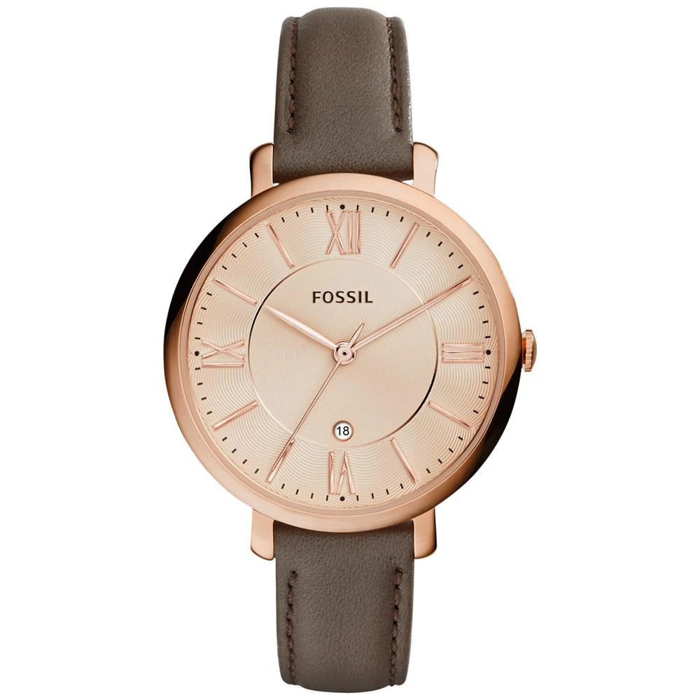 商品Fossil|Women's Jacqueline Gray Leather Strap Watch 36mm ES3707,价格¥516,第1张图片