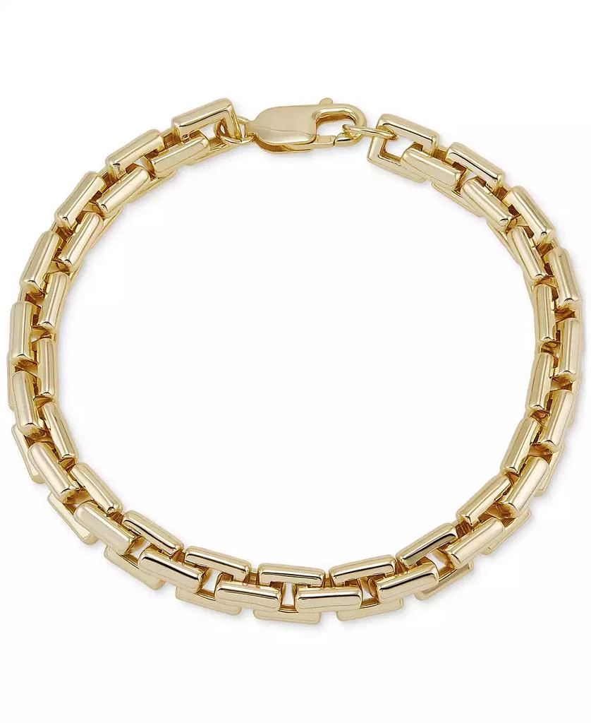 商品Macy's|Men's Square Link Bracelet in 18k Gold-Plated Sterling Silver,价格¥1533,第1张图片