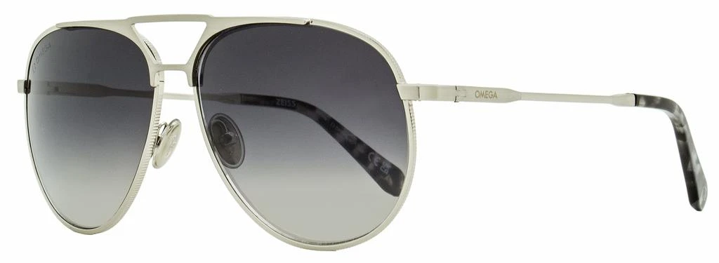 商品Omega|Omega Men's Pilot Sunglasses OM0037 16B Palladium/Gray Havana 61mm,价格¥1618,第1张图片