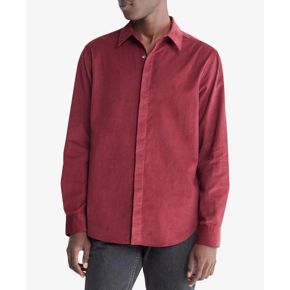 商品Calvin Klein|Men's Regular-Fit Solid Button-Down Corduroy Shirt,价格¥96,第1张图片