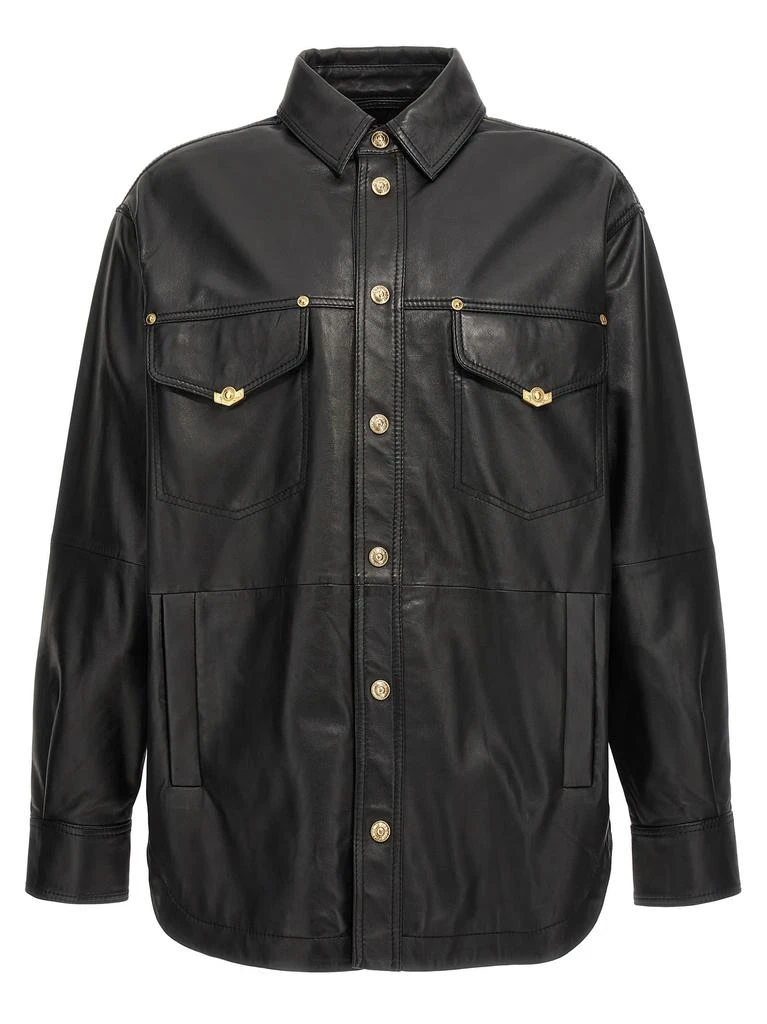 商品Versace|Logo Button Leather Jacket,价格¥4665,第1张图片