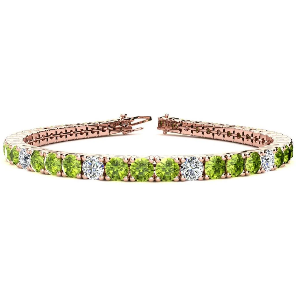 商品SSELECTS|9 3/4 Carat Peridot And Diamond Alternating Tennis Bracelet In 14 Karat Rose Gold, 7 1/2 Inches,价格¥26039,第1张图片