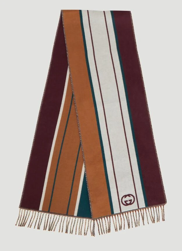 商品Gucci|Interlocking G Stripe Scarf in Brown,价格¥4064,第2张图片详细描述