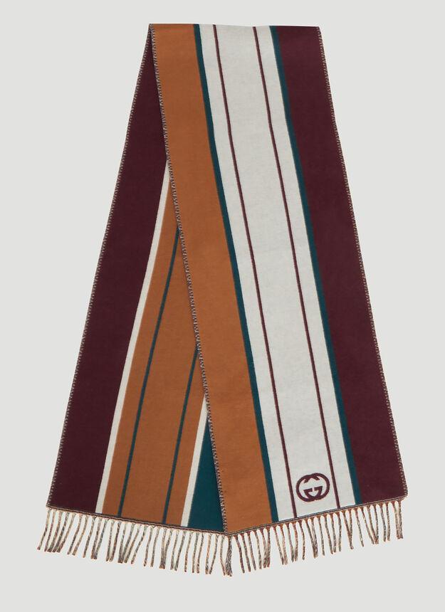 商品Gucci|Interlocking G Stripe Scarf in Brown,价格¥3996,第4张图片详细描述