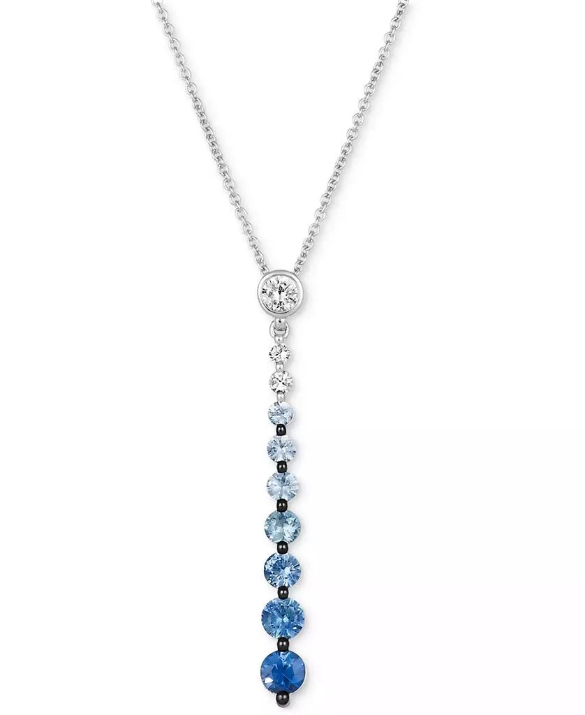 商品Le Vian|Denim Ombré (7/8 ct. t.w.) & White Sapphire (1/6 ct. t.w.) Graduated Adjustable 20" Lariat Necklace in 14k White Gold,价格¥16321,第1张图片
