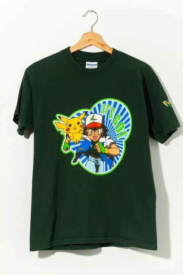 商品Urban Outfitters|Vintage Y2K Pokemon Let's Go Graphic T-Shirt Green,价格¥1509,第1张图片