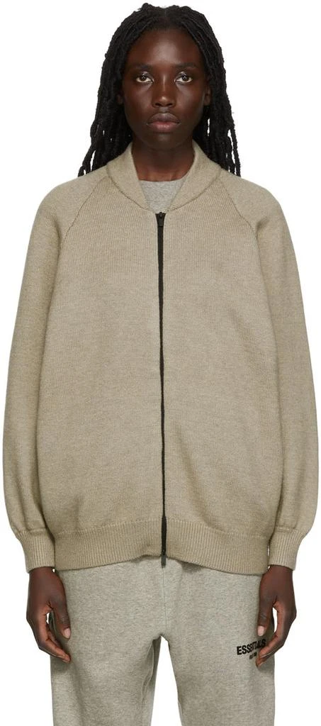 商品Essentials|Gray Knit Zip-Up Sweater,价格¥792,第1张图片