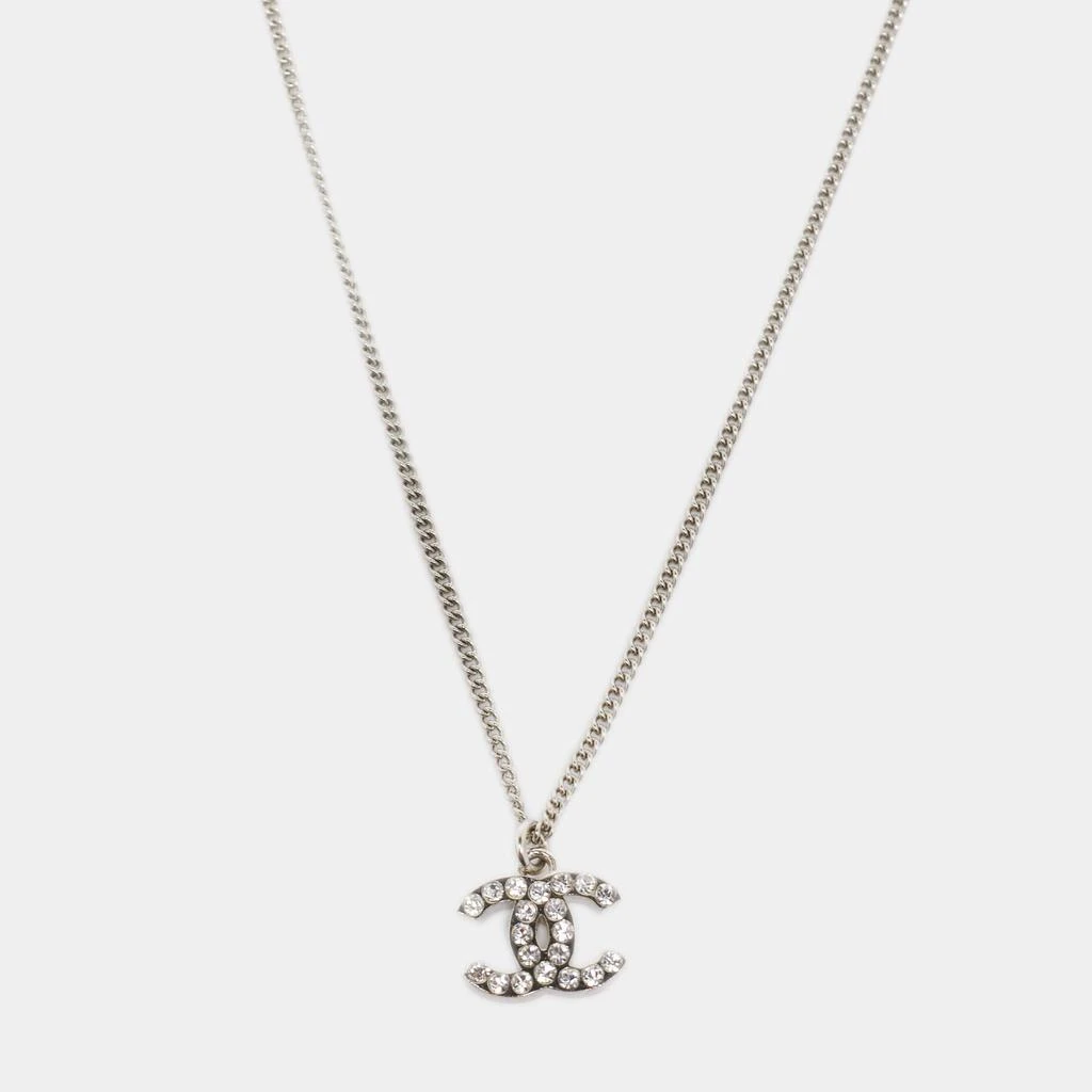 商品[二手商品] Chanel|Chanel CC Crystals Silver Tone Necklace,价格¥4054,第1张图片