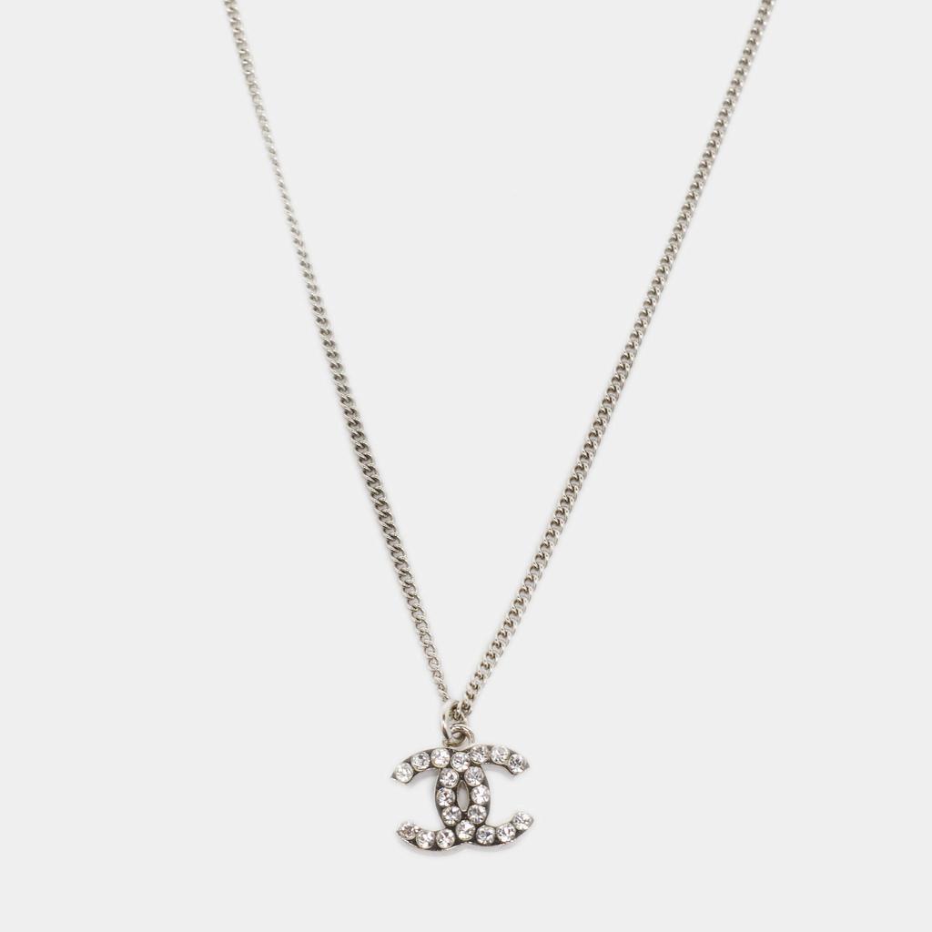 商品[二手商品] Chanel|Chanel CC Crystals Silver Tone Necklace,价格¥3707,第1张图片