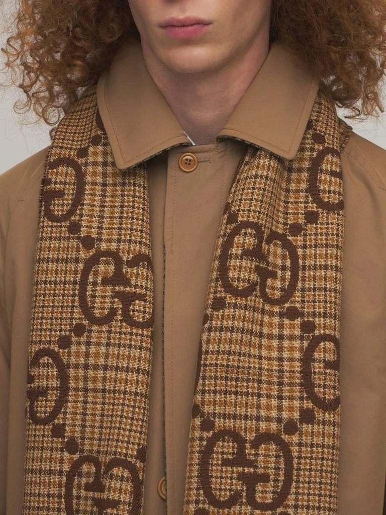 商品Gucci|Gg & Plaid Wool Jacquard Scarf,价格¥3568,第1张图片