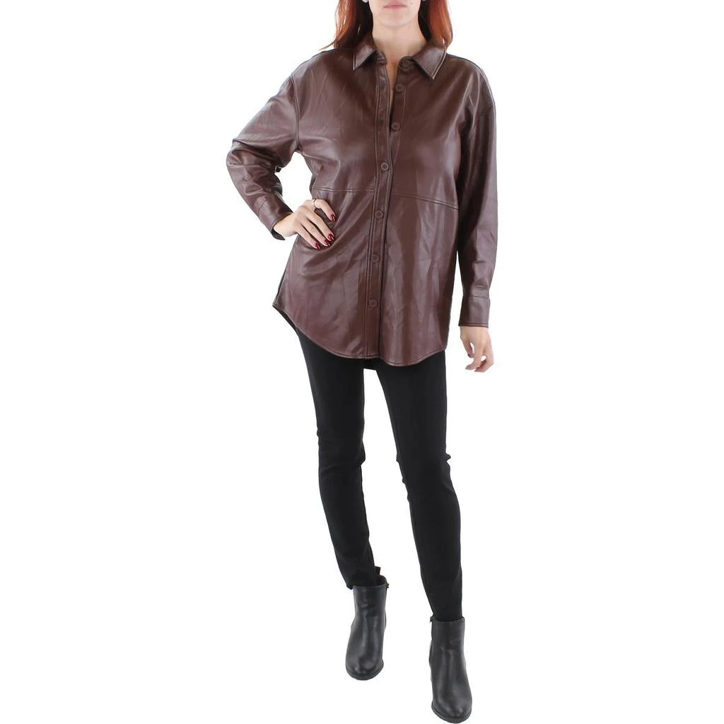 商品Black Tape|Womens Faux Leather Long Sleeves Shirt Jacket,价格¥241,第1张图片