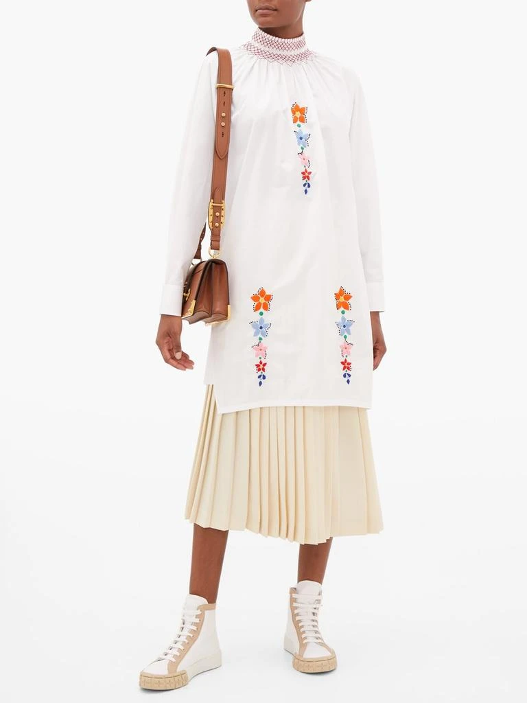 商品Prada|Floral-embroidered cotton-poplin tunic blouse,价格¥5408,第2张图片详细描述