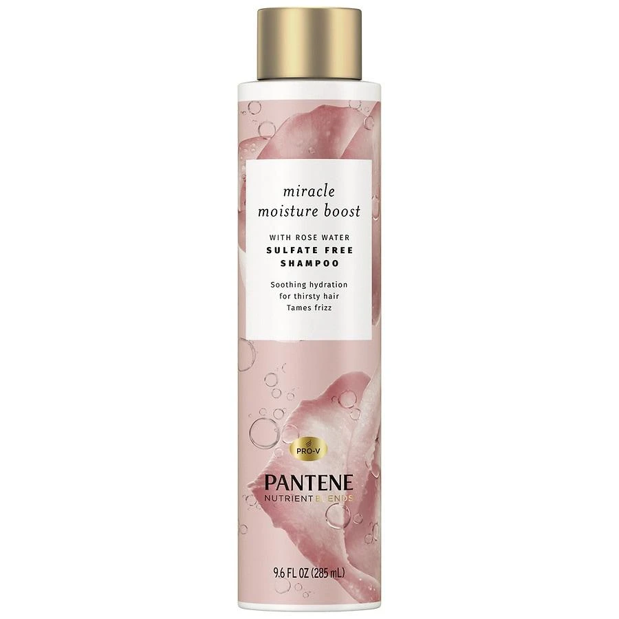 Pantene Nutrient Blends Miracle Moisture Boost Rose Water Shampoo for Dry Hair, Sulfate Free 1