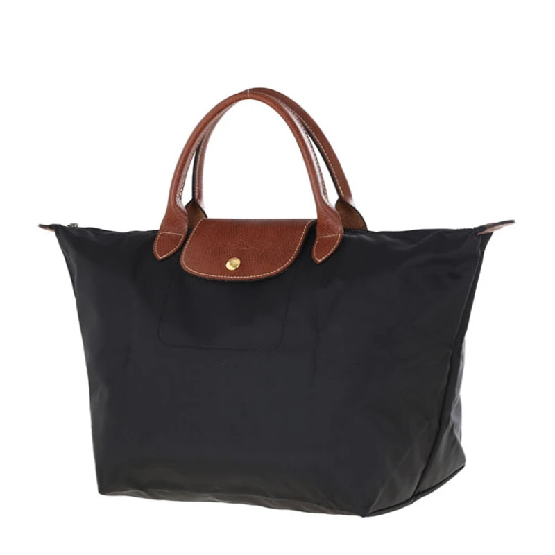 商品Longchamp|Longchamp 珑骧 女士短柄黑色中号尼龙折叠饺子包 1623089001,价格¥759,第1张图片