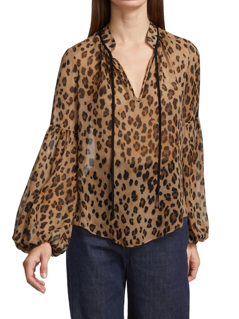 商品VERONICA BEARD|Charen Leopard-Print Silk Blouse,价格¥1489,第1张图片