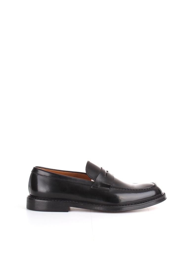 Doucal's Men's  Black Leather Loafers商品第1张图片规格展示