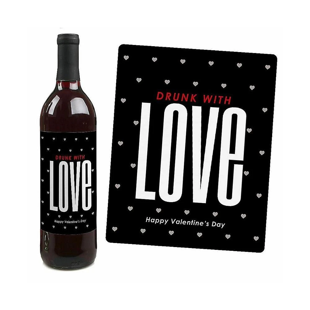 商品Big Dot of Happiness|Valentine's Day Gift for Women and Men - Wine Bottle Label Stickers - 4 Ct,价格¥82,第3张图片详细描述