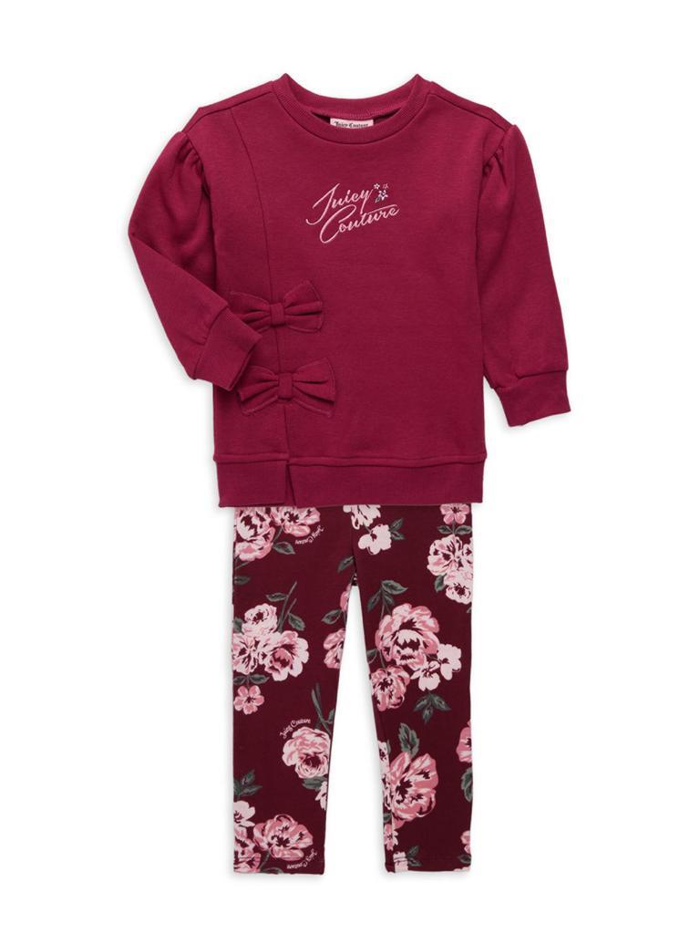 商品Juicy Couture|Baby Girl's 2-Piece Sweatshirt & Floral-Print Leggings Set,价格¥147,第1张图片