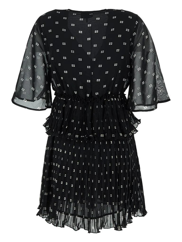 商品Ganni|Pleated Georgette V-neck Flounce Mini Dress,价格¥1291,第2张图片详细描述