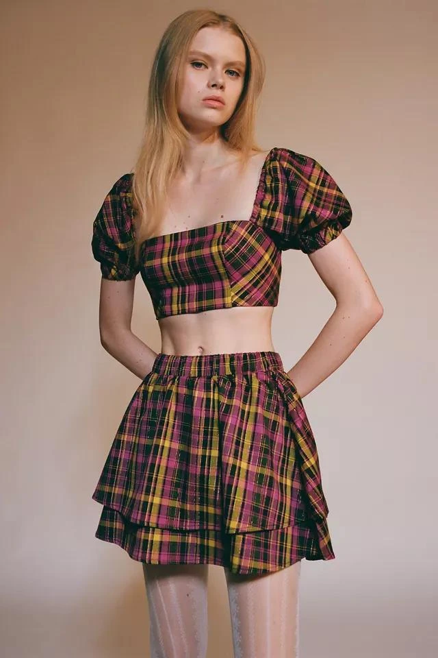 Urban Outfitters UO Liana Plaid Top And Skirt Set 2