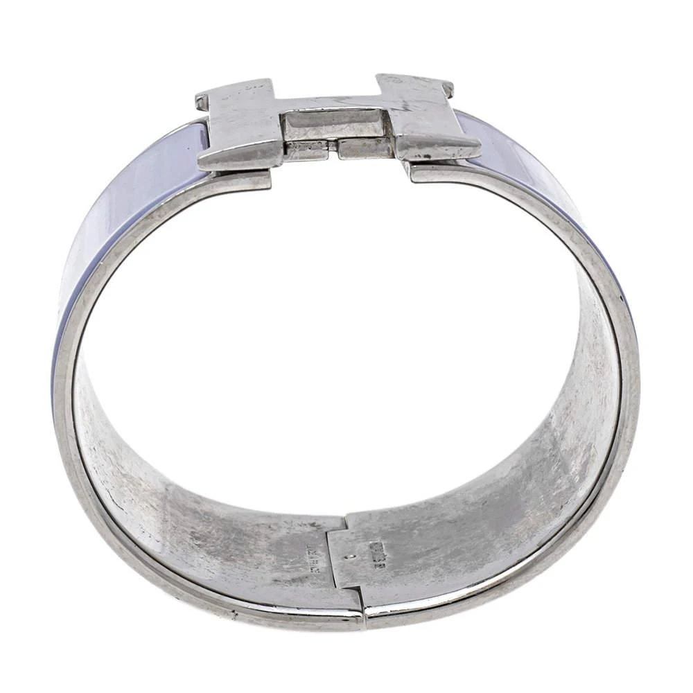 商品[二手商品] Hermes|Hermès Clic Clac H Enamel Palladium Plated Extra Wide Bracelet PM,价格¥3007,第4张图片详细描述