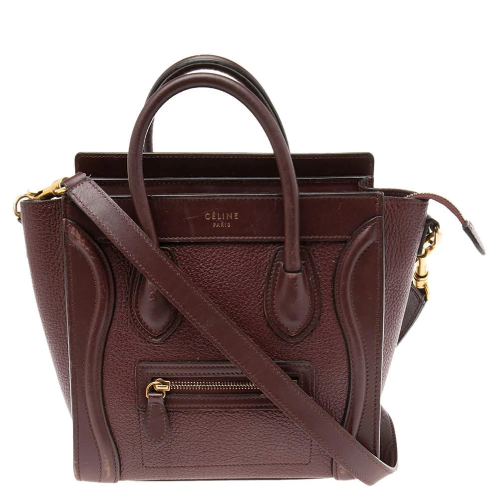 商品[二手商品] Celine|Celine Burgundy Leather Nano Luggage Tote,价格¥6252,第1张图片